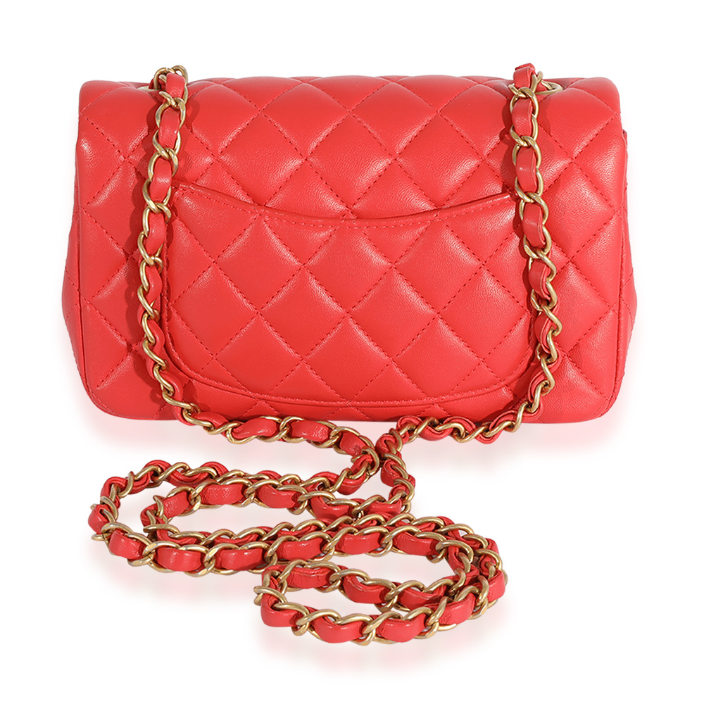 Chanel Coral Quilted Lambskin Mini Rectangular Classic Flap Bag - Picture 3 of 7